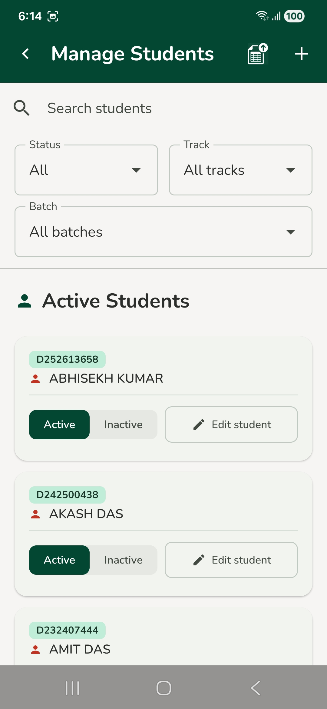 Manage Students